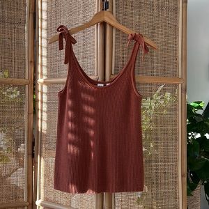 GAP Knit Ribbon Strap Top in Rust